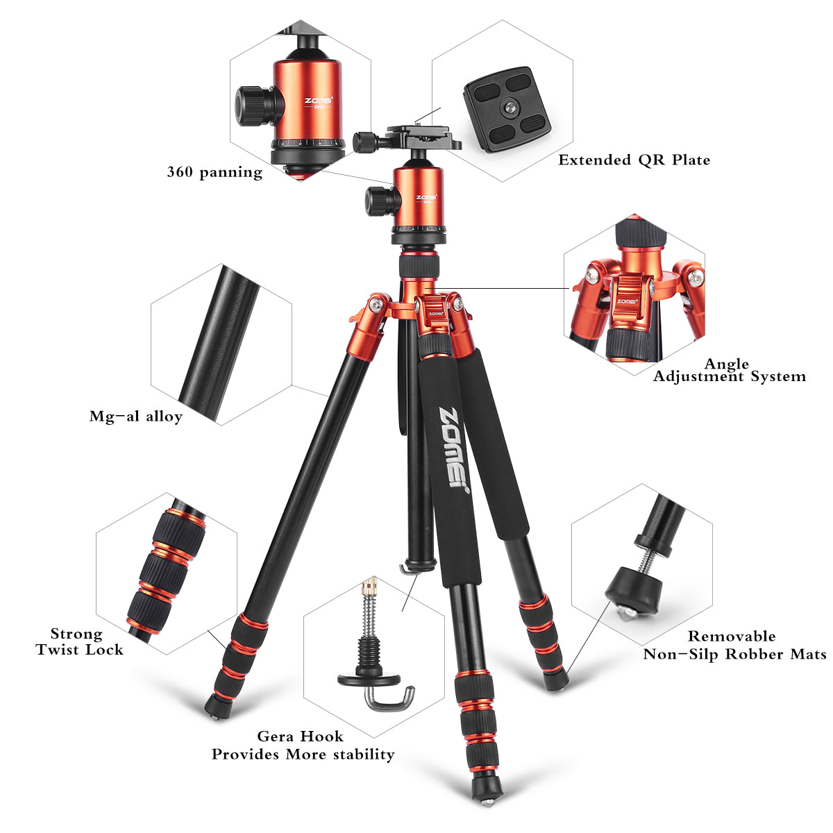 Zomei Z-818 Magnezyum Alaşımlı Tripod