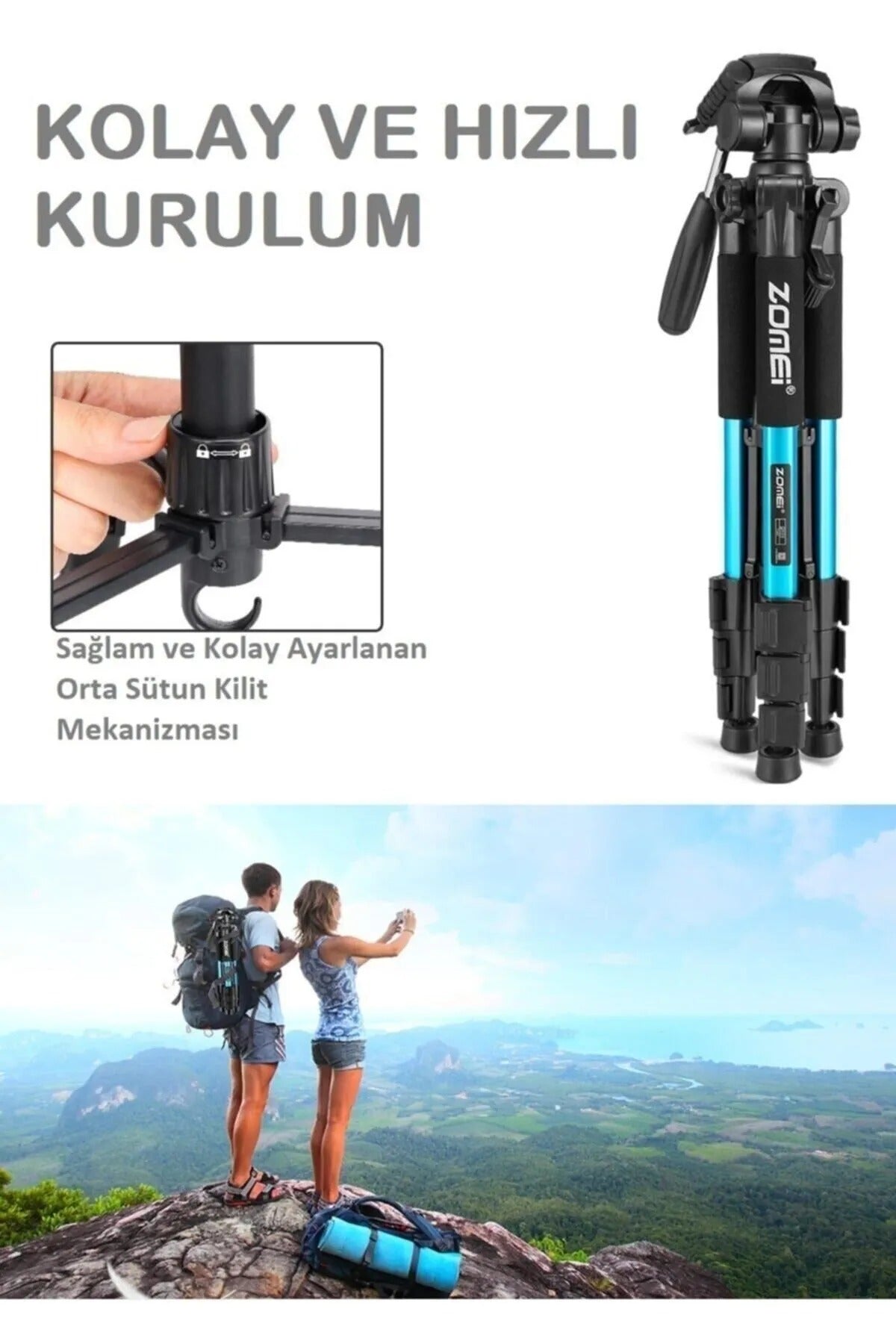 Zomei Q111 Alüminyum Kamera-Telefon Tripodu 5KG Taşıma Kapasiteli