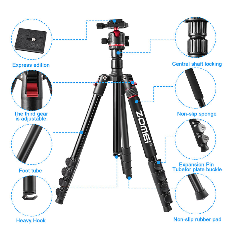 Zomei Q200 2'si Bir Arada Alüminyum Tripod-Monopod