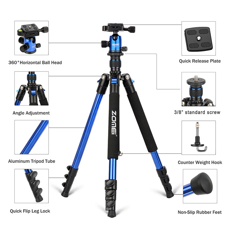 Zomei Q555 Alüminyum Alaşımlı Tripod