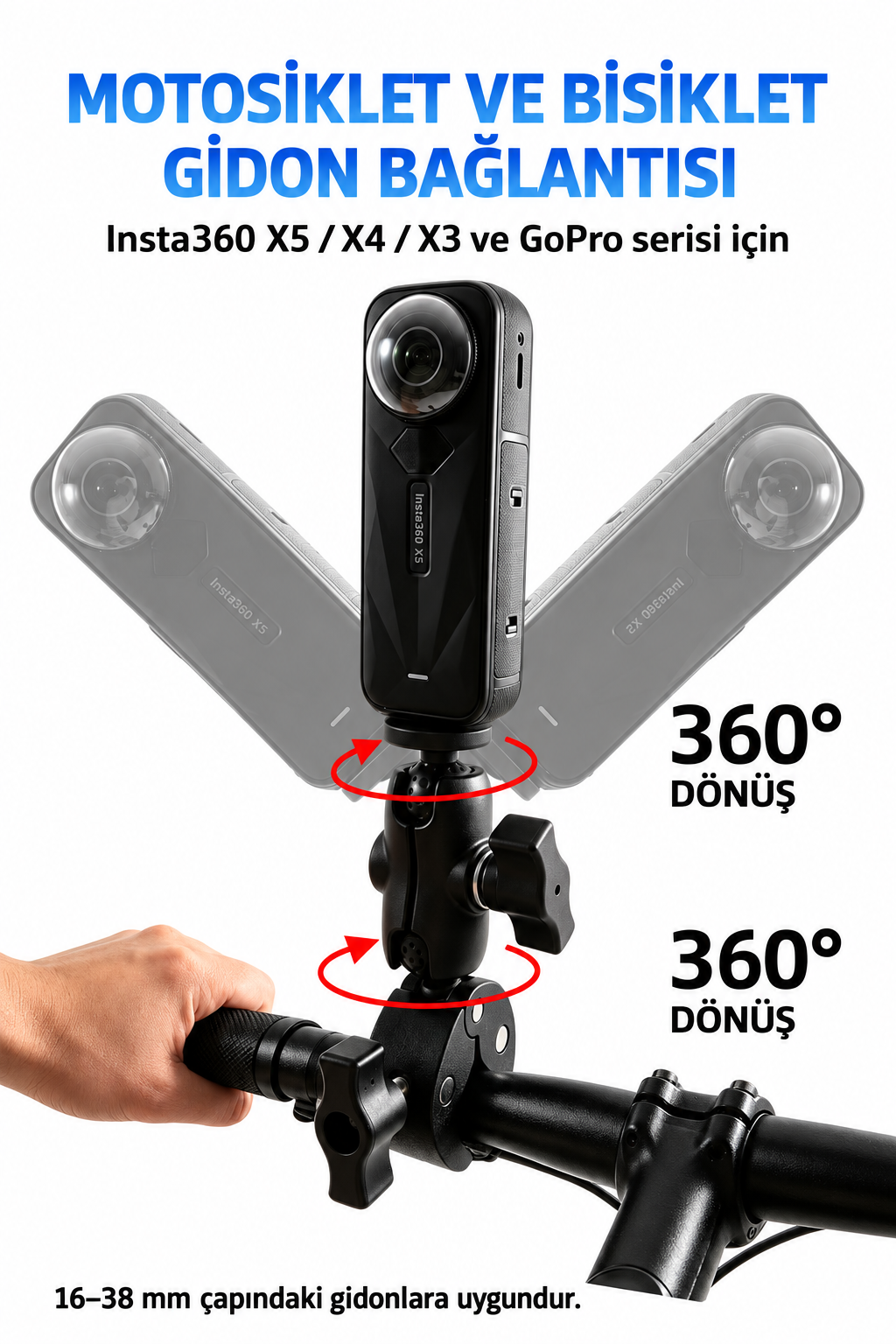Insta360 Aksiyon Kameraları İçin 25 Parça Aksesuar Seti-Görünmez Selfie Çubuğu İle Birlikte