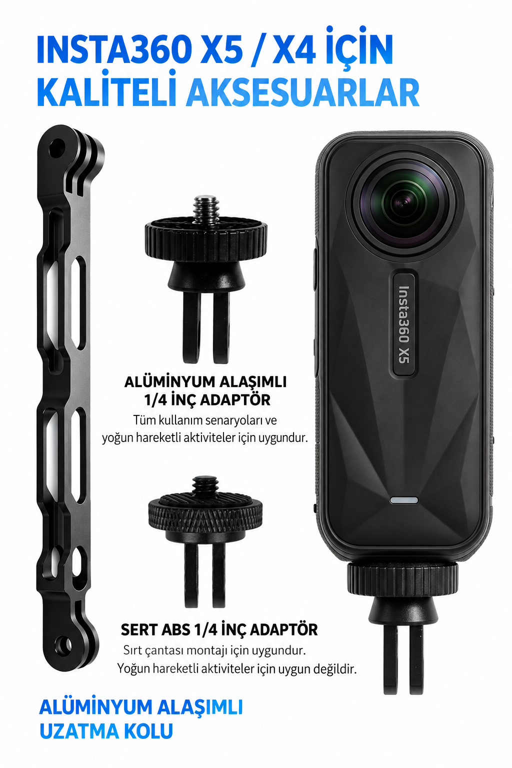 Insta360 Aksiyon Kameraları İçin 25 Parça Aksesuar Seti-Görünmez Selfie Çubuğu İle Birlikte