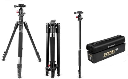 Zomei M6 Profesyonel Alüminyum Alaşım 161cm Çantalı DSLR Tripod 12kg Taşıma Kapasiteli