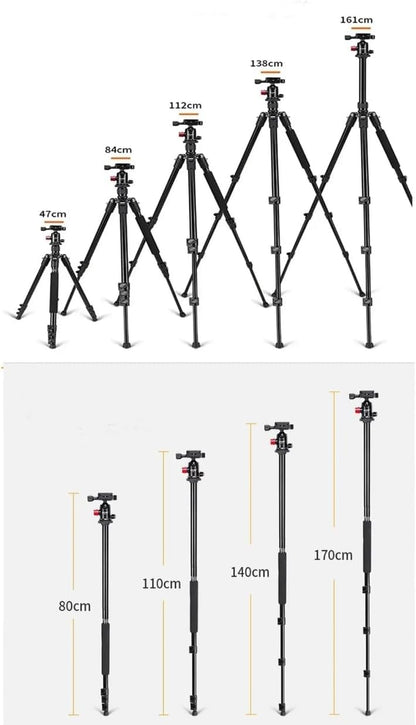 Zomei M6 Profesyonel Alüminyum Alaşım 161cm Çantalı DSLR Tripod 12kg Taşıma Kapasiteli