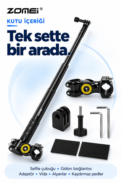 Zomei Insta 360 Tüm Modeller İle Uyumlu Görünmez Selfie Çubuğu- Alüminyum Bağlantı Noktaları