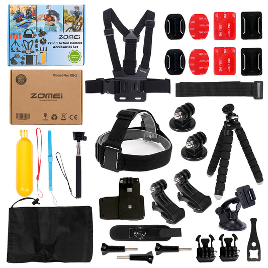 İnsta360 Uyumlu Aksiyon Kamera Aksesuar Seti - 28 Parça, Çantalı, GoPro DJI Insta360 Uyumlu, Vlog İçin KS-1