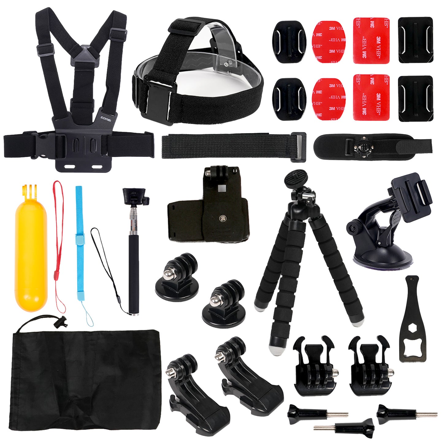 İnsta360 Uyumlu Aksiyon Kamera Aksesuar Seti - 28 Parça, Çantalı, GoPro DJI Insta360 Uyumlu, Vlog İçin KS-1