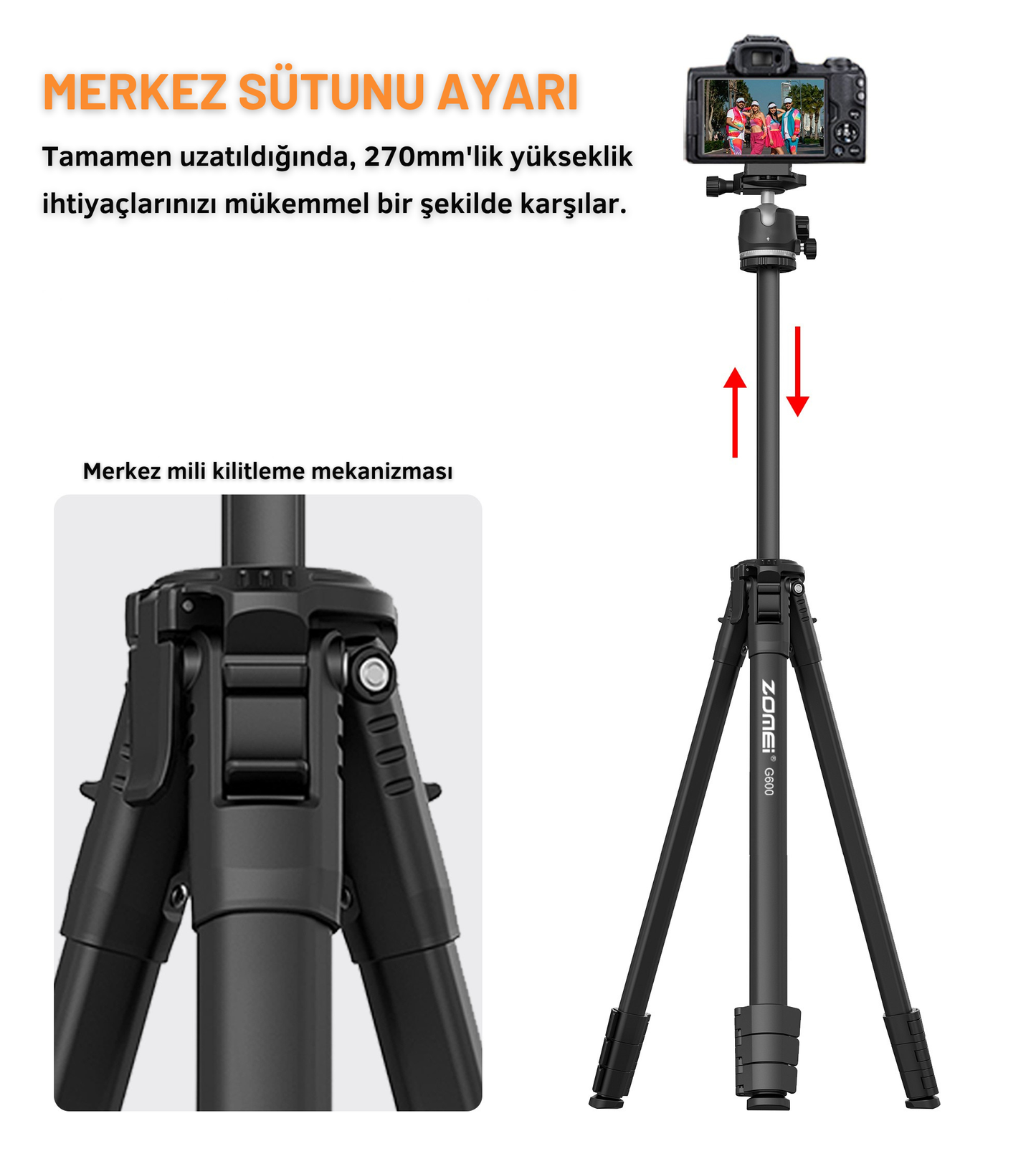G600 Alüminyum Alaşım Taşınabilir Tripod