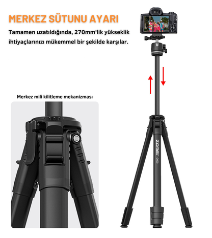 G600 Alüminyum Alaşım Taşınabilir Tripod