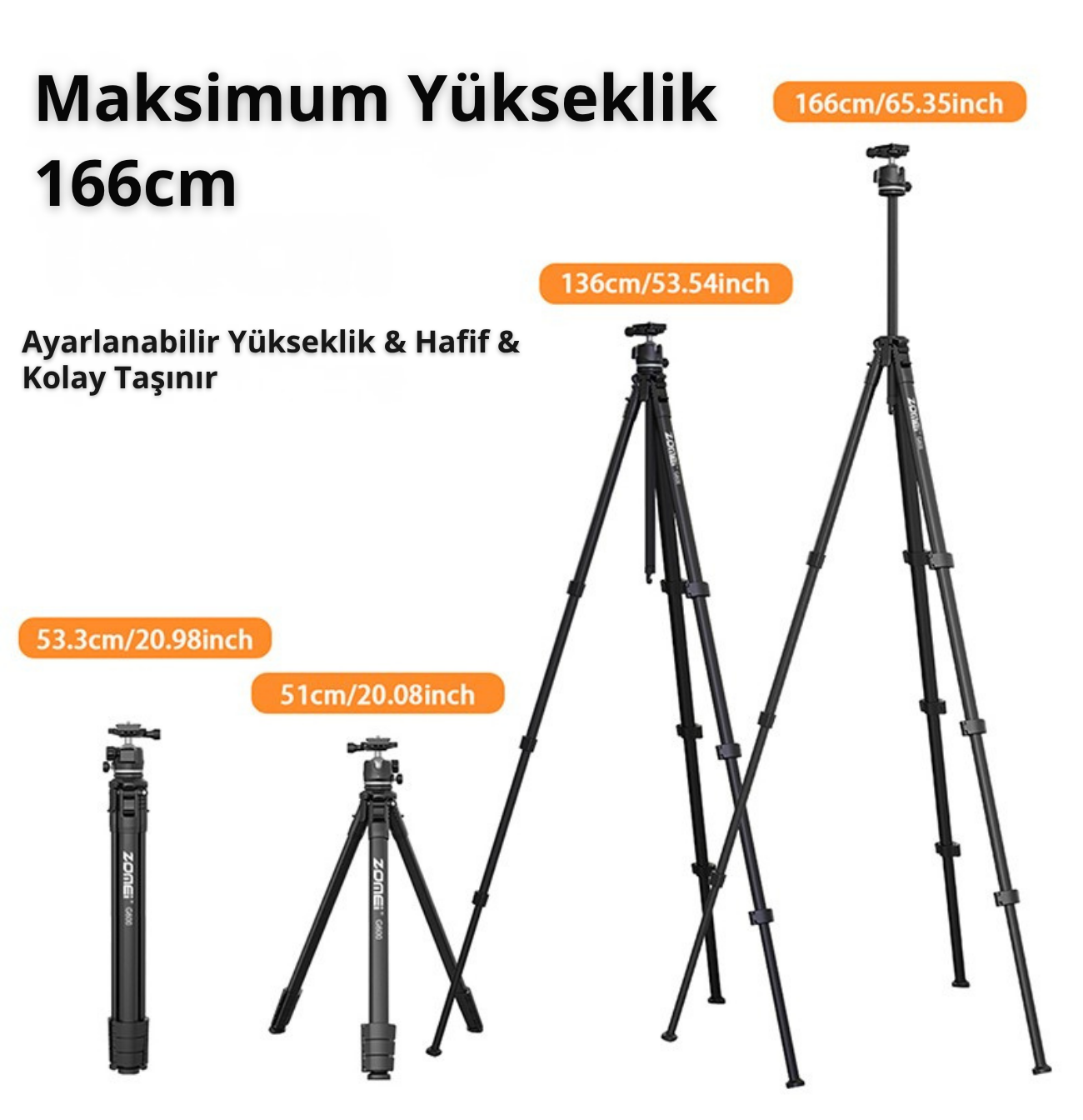 G600 Alüminyum Alaşım Taşınabilir Tripod