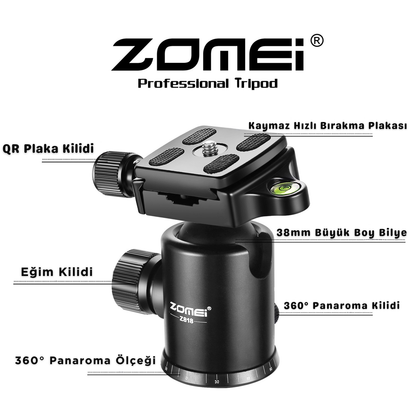 Z818 Magnezyum-Alüminyum Alaşımlı Tripod/Monopod- Telefon Tutucu-Çanta ve Bluetooth Kumanda İle