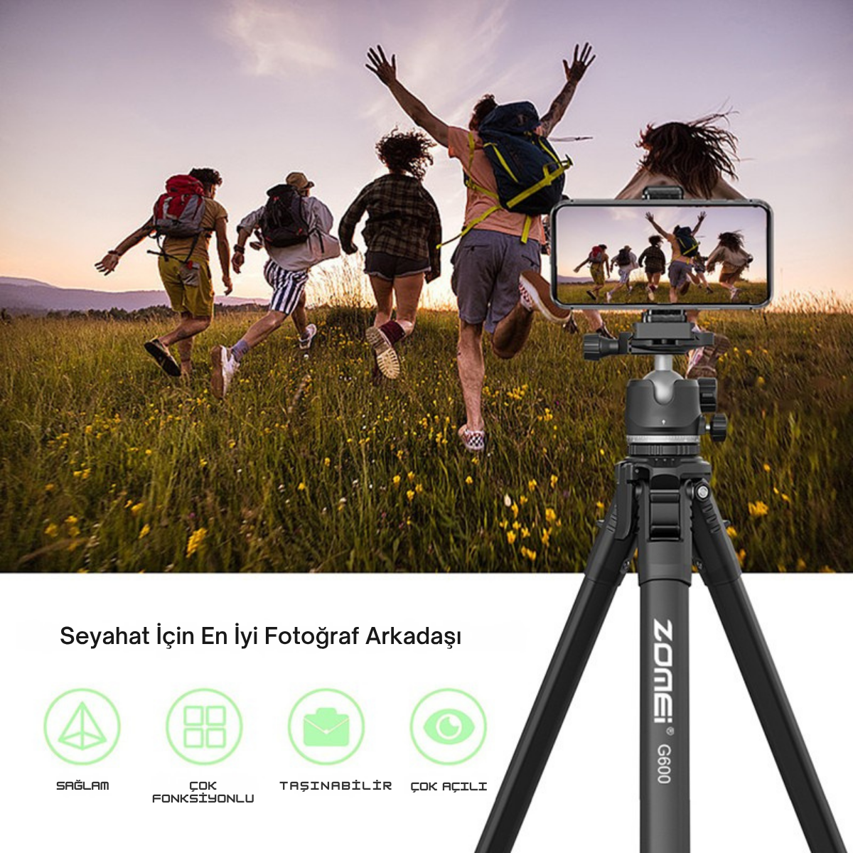 G600 Alüminyum Alaşım Taşınabilir Tripod