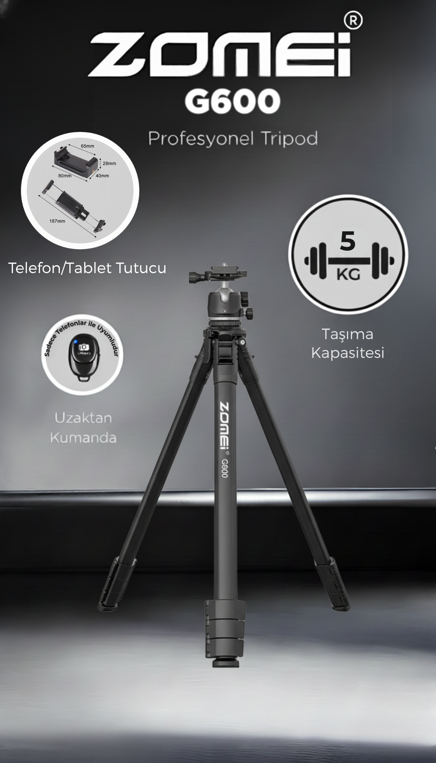 G600 Alüminyum Alaşım Taşınabilir Tripod