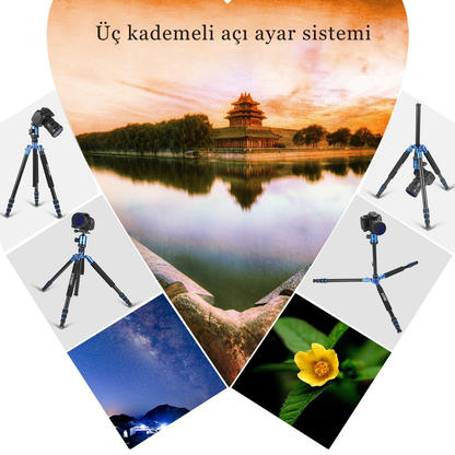 Z818 Magnezyum-Alüminyum Alaşımlı Tripod/Monopod- Telefon Tutucu-Çanta ve Bluetooth Kumanda İle