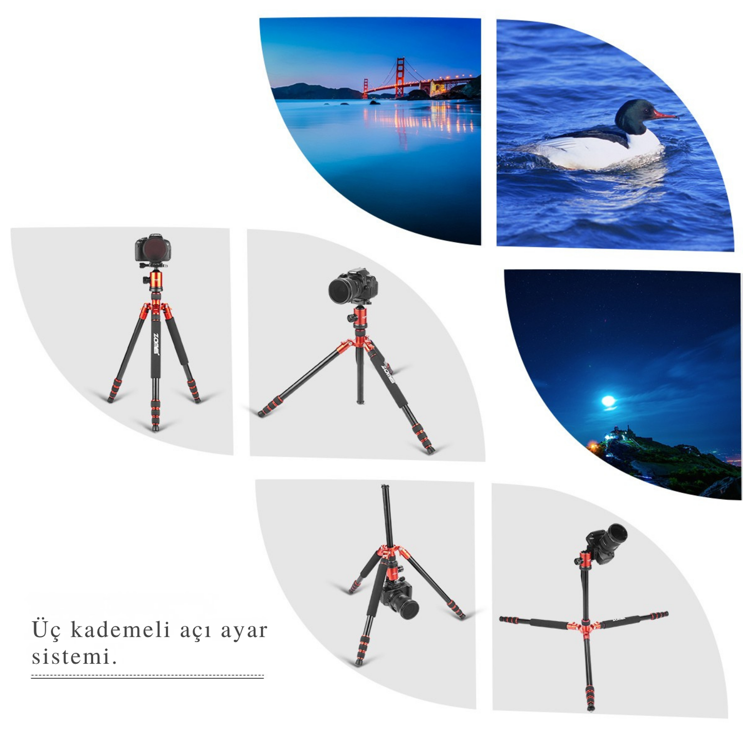 Z818 Magnezyum-Alüminyum Alaşımlı Tripod/Monopod- Telefon Tutucu-Çanta ve Bluetooth Kumanda İle