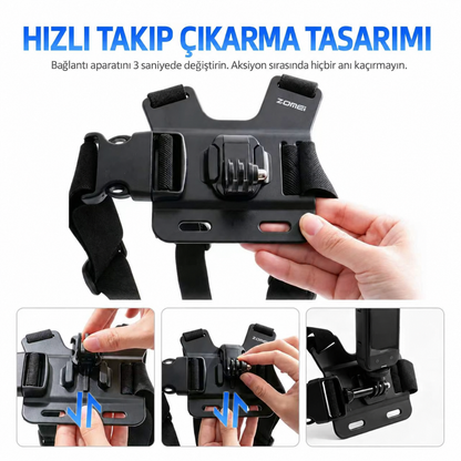 Zomei Tüm Aksiyon Kameraları ile Uyumlu Full Aksesuar Seti- 25 Farklı Ürün/Eksiksiz Set