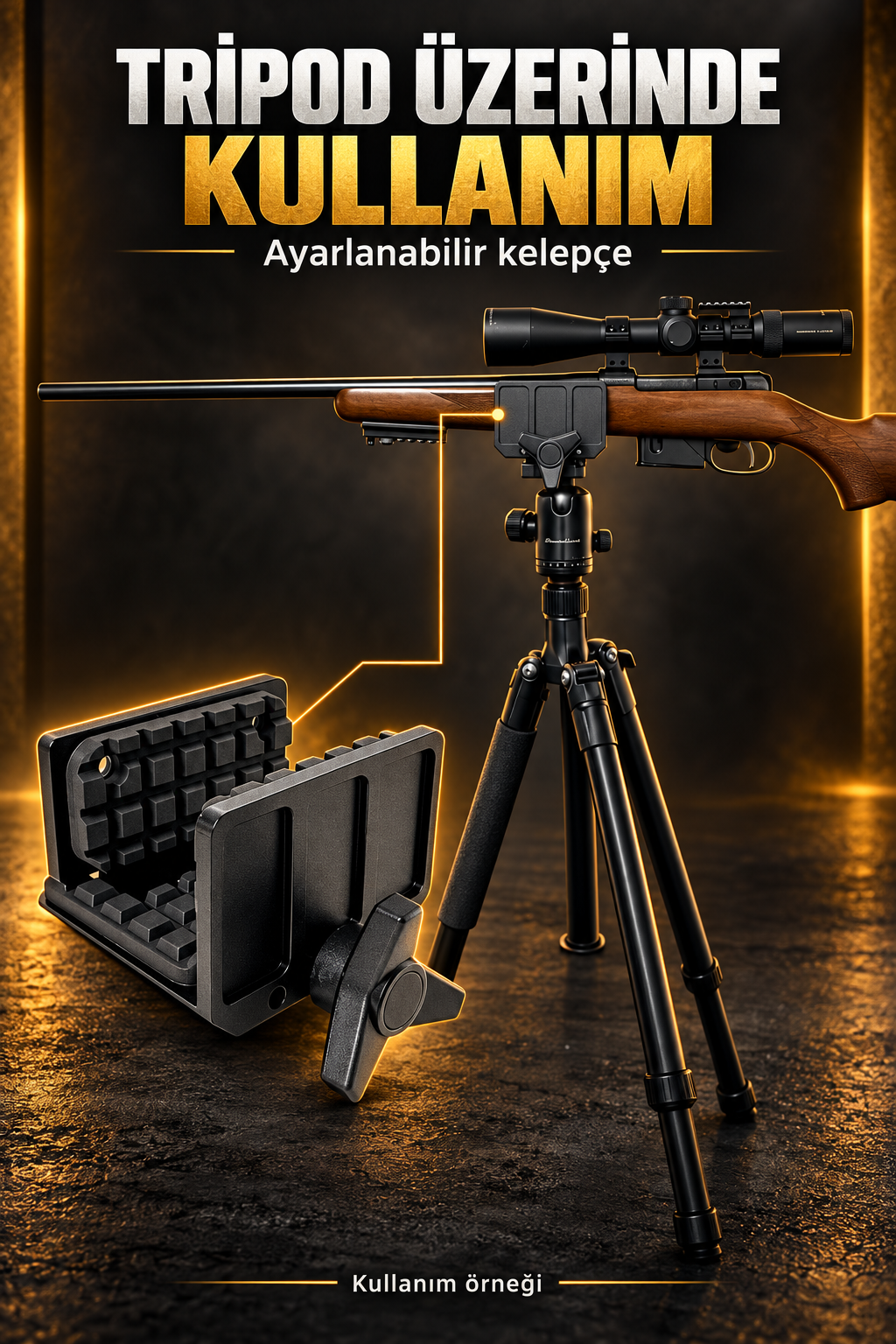 Tripodlar ile Uyumlu Av/Tüfek Bağlantı Aparatı