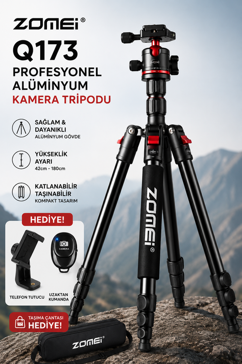Zomei Q173 Alüminyum Kamera Tripodu