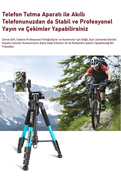 Zomei Q111 Alüminyum Kamera-Telefon Tripodu 5KG Taşıma Kapasiteli